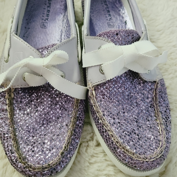 Sperry top-sider purple sparkle boat shoes sz 8.5. Excellent condition! - Picture 3 of 6